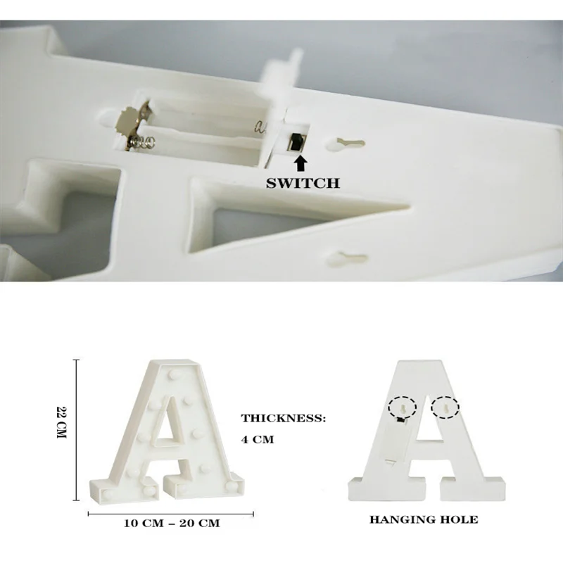 22cm LED letter warm light, letter number light with battery, used for home decoration lights for proposals and birthday parties