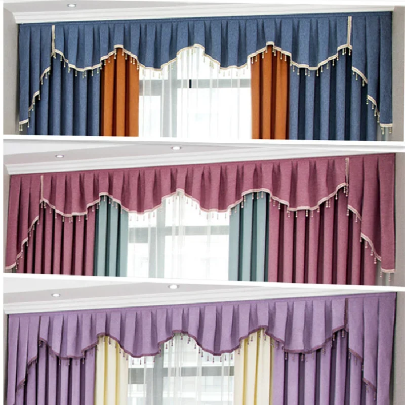 Premium Italian Velvet Valance Shade Curtains for Living Room Bedroom Bay Window Home Solid Color Light Luxury European Custom