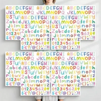 10Sheets Colorful Alphabet and Number Stickers Premium Self Adhesive Vinyl Decals for DIY Crafts Scrapbooks Greeting Cards