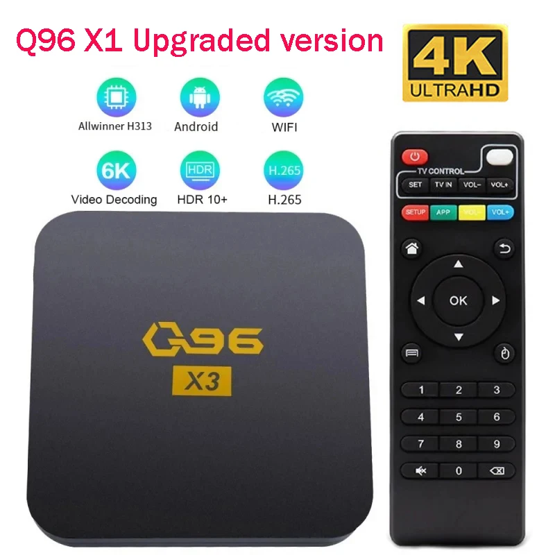 Q96 X1 صندوق التلفزيون الذكي أندرويد 13 Allwinner H3 رباعي النواة واي فاي 4K فك التشفير مشغل الوسائط H.265 المسرح المنزلي q96 صندوق التلفزيون IPTV