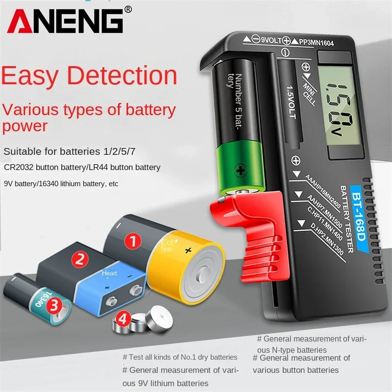 ANENG BT168D Factory Direct Sales Battery Tester Digital Display Battery Capacity Tester Battery Measuring Instrument