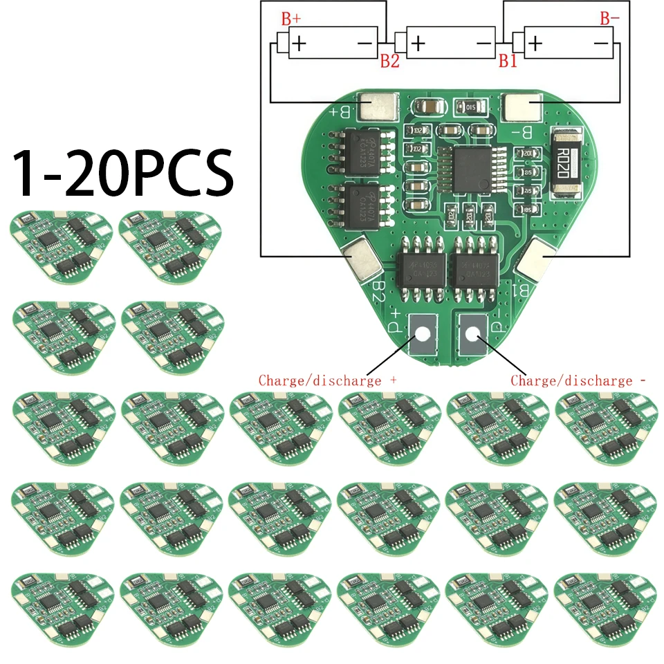 1-20PCS 3S 18650 リチウムイオン電池保護ボード 12.6V 最大、過充電/過放電 BMS、3 セルパック用