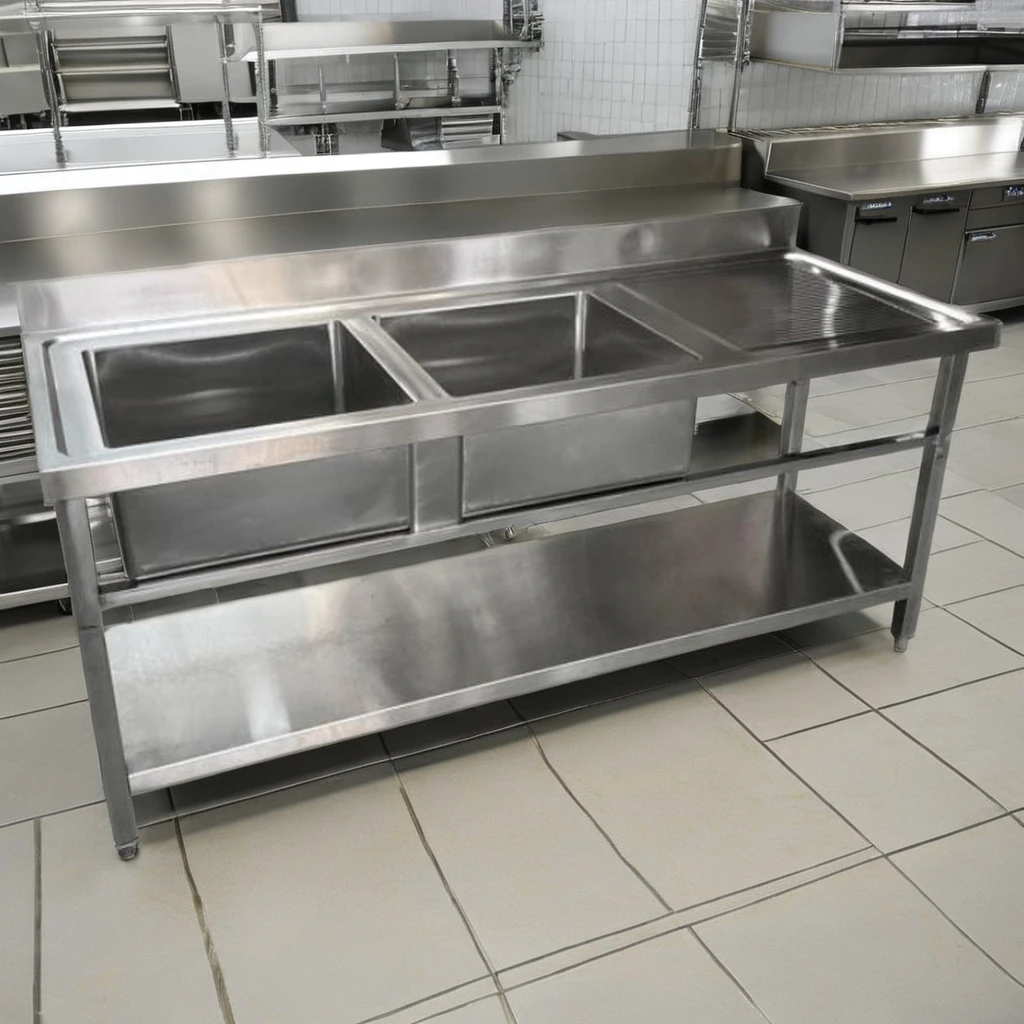 Commercial Kitchen Stainless Steel Sink Table Washing Plate 2 Sink Unit baseplate Restaurant Steel Manufacturing Products