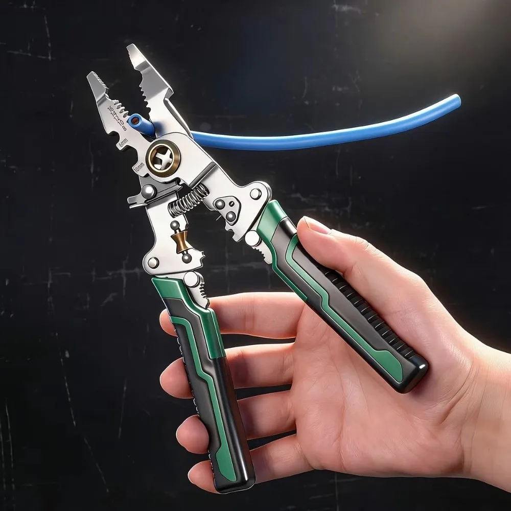 Multifunctional Wire Rope Cutters Foldable Rubber Grip Cable Stripper Pliers Cable Crimping Ergonomic Handle Wire Cutter Pliers
