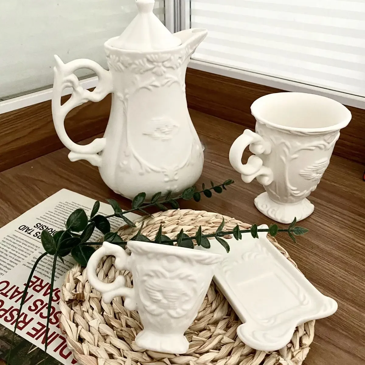 طقم شاي القهوة السيراميك على الطراز الباروكي الإيطالي وعاء إبريق الشاي #3