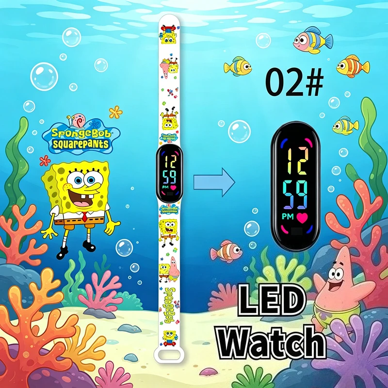 SpongeBob Print Kids LED Watch, Touch Screen Digital Wristwatch, Waterproof Sports Bracelet, Student Electronic Clock view 4