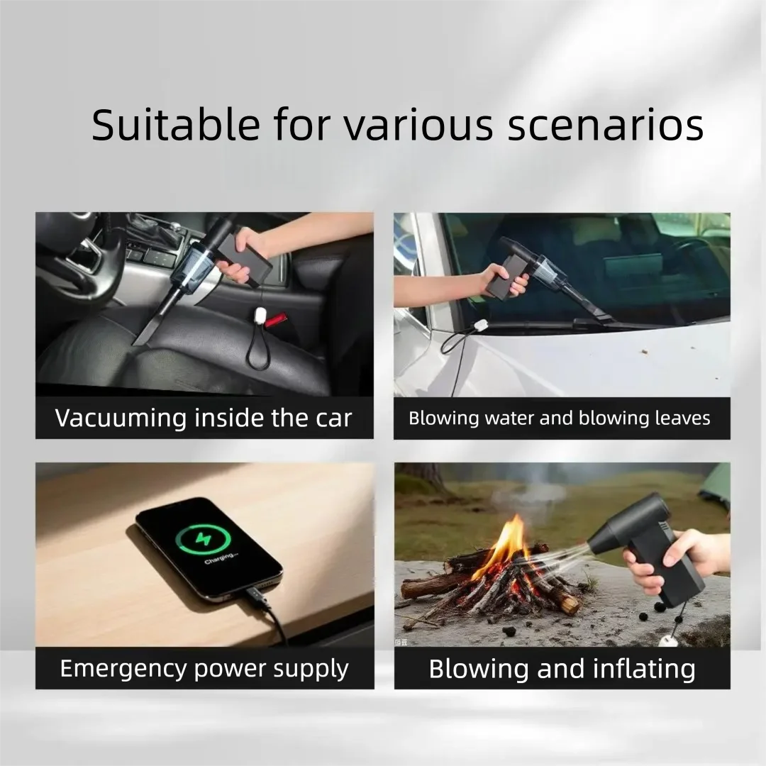 ชุดทำความสะอาดรถยนต์ Xiaomi Youpin Nanmi เครื่องเป่าลมและดูดฝุ่น กำจัดฝุ่น พร้อมแบตเตอรี่สำรองฉุกเฉิน อุปกรณ์สำหรับรถยนต์