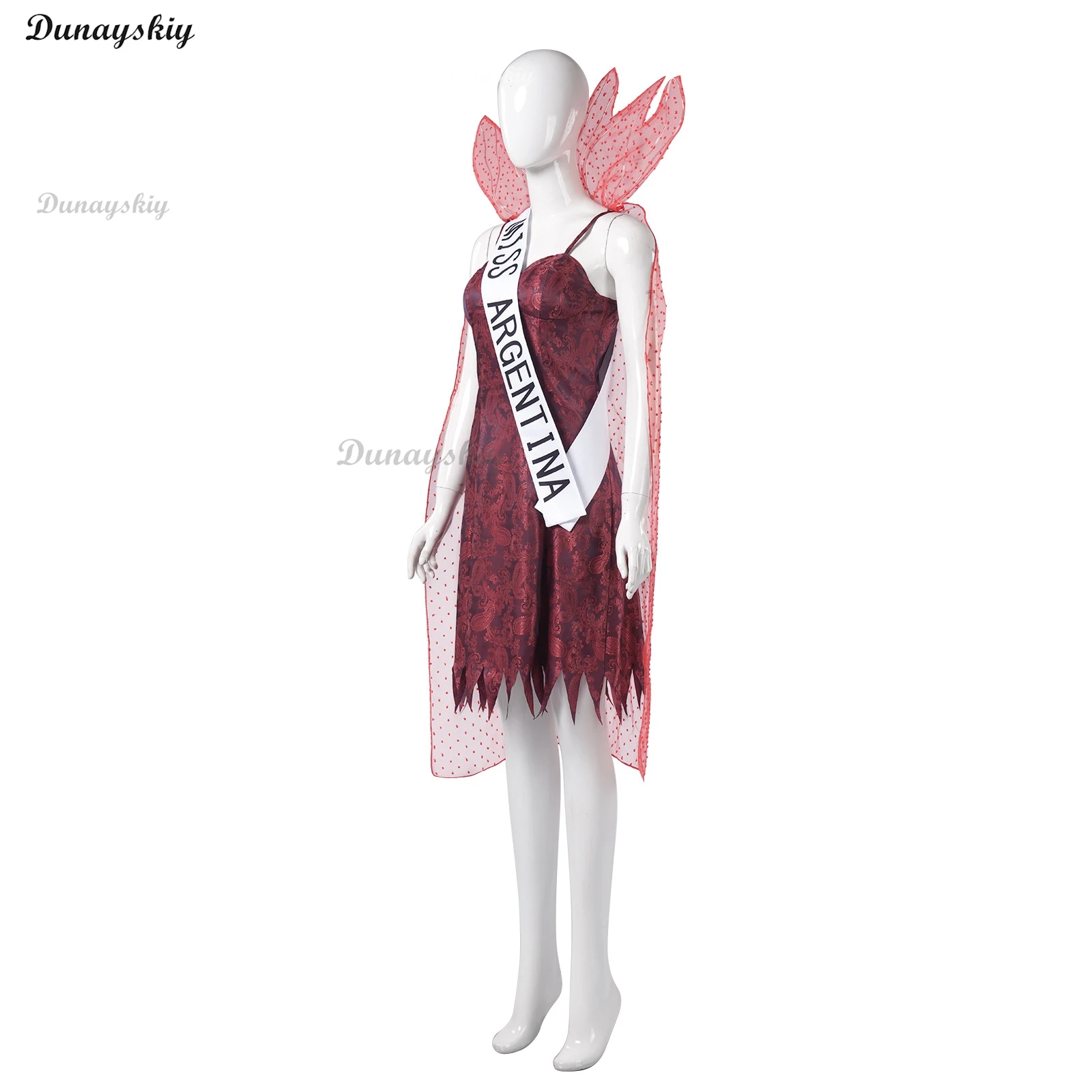 미스 아르헨티나 코스프레 판타지 미스 뷰티 원피스 영화 주스 코스튬 변장, 성인 여성 역할극 판타지아 의상, 할로윈