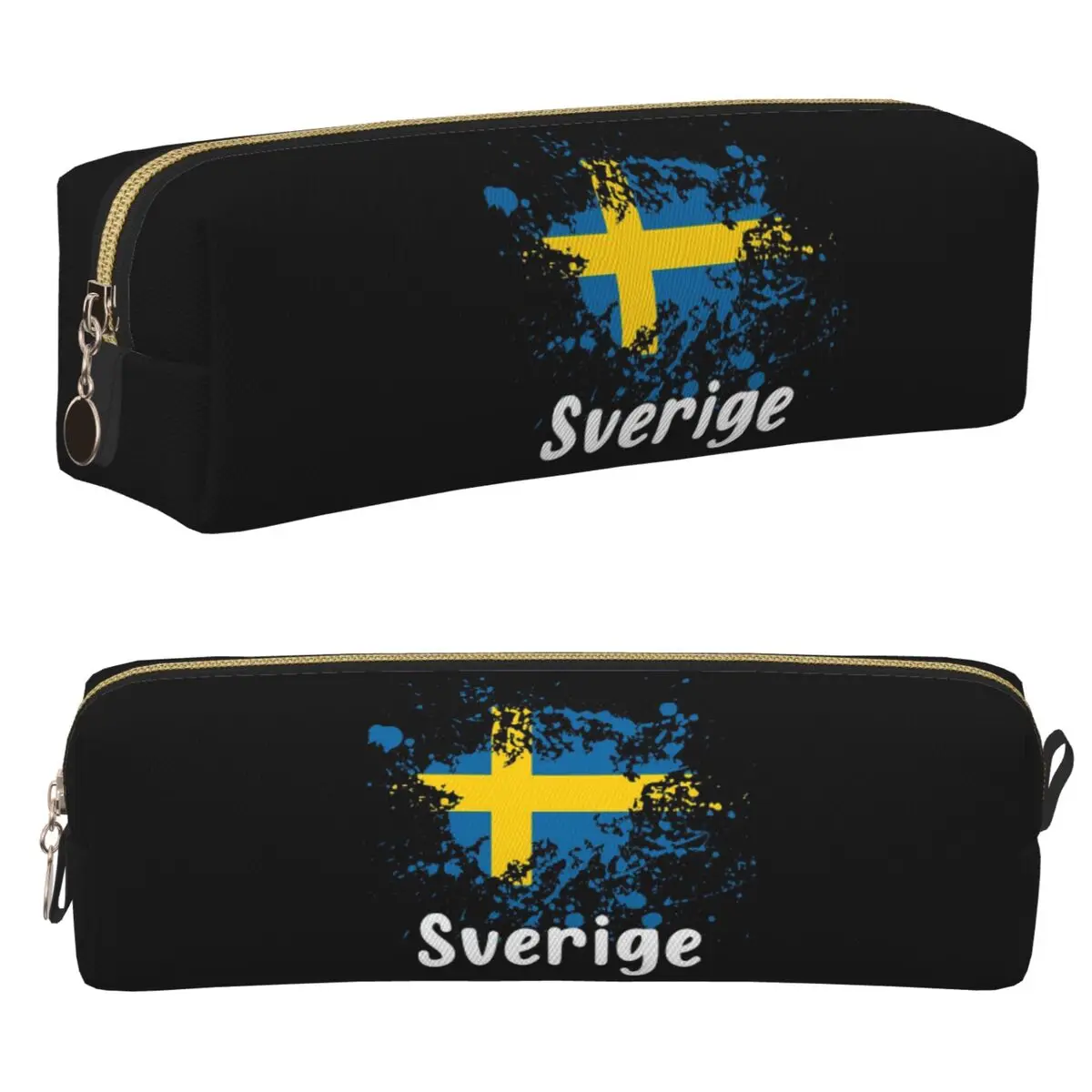 Schwedische Flagge, Schweden, Schwarz, Sverige, Federmäppchen, großes Fassungsvermögen, Stifttaschen, Stiftbox, für Jungen und Mädchen, Schule, Büro, Stiftetui, Kosmetiktasche