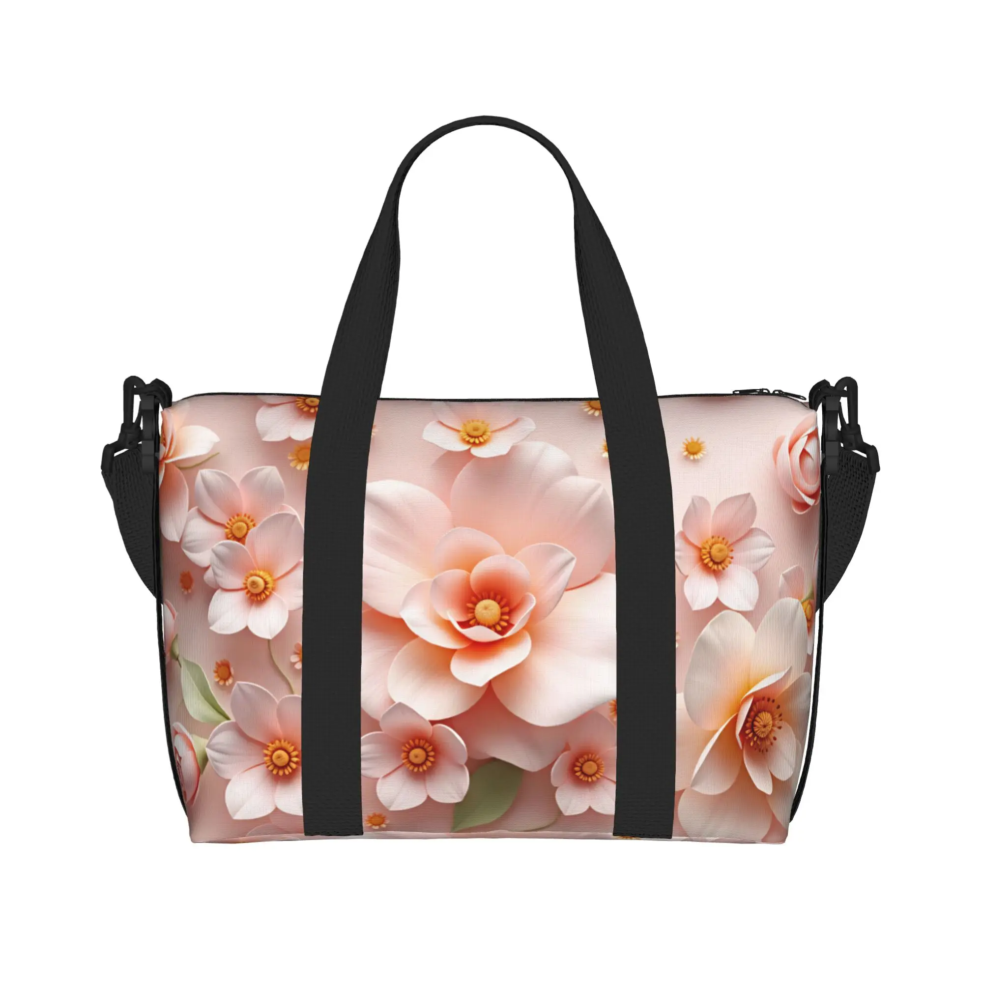 Custom Fashion Trend 3D Flowers Beach Tote Bag Women Extra Large Gym Carry On Luxury High 3D Floral Travel Shopping Bags