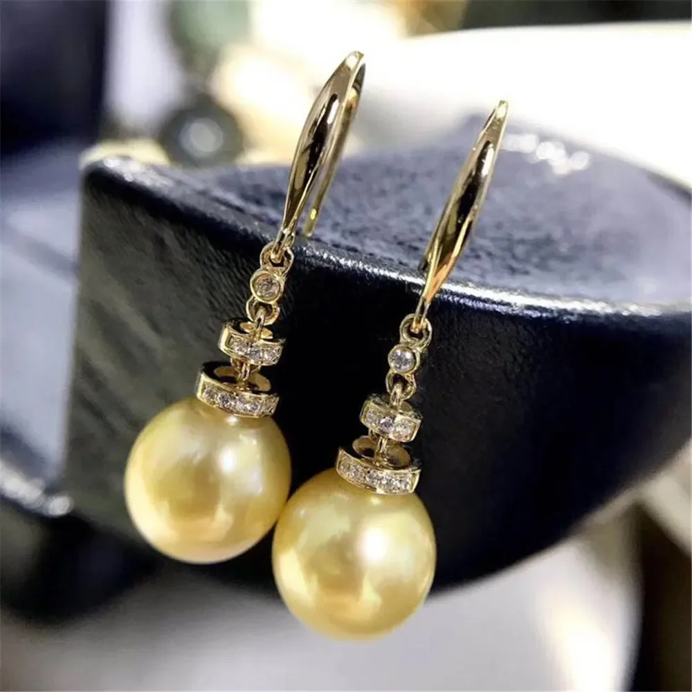 

DIY Pearl Accessories G18K Zircon Natural Pearl Stud Earrings Ear Hook Female Air Tray Fit 8-11mm Round Oval Beads G304