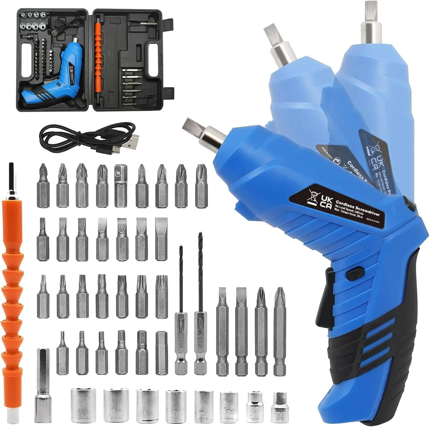 

3.6V Cordless Electric Screwdriver USB Charging, 47pcs Accessories, Small Drill for Furniture Assembly, Home DIY, Not for Concrete