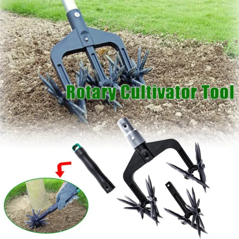 Rotary Cultivator Garden Lawn Ripper,Adjustable Gardening Rotary Tiller And Hand-Held Garden Cultivator Tool