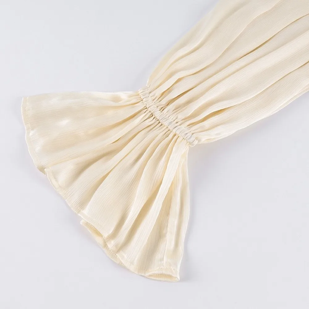 Y2k Bubble Pleated Balloon Pants for Women Side Slit Thin Long Bloomers Flowy Elastic High Waist Baggy Pants Streetwear