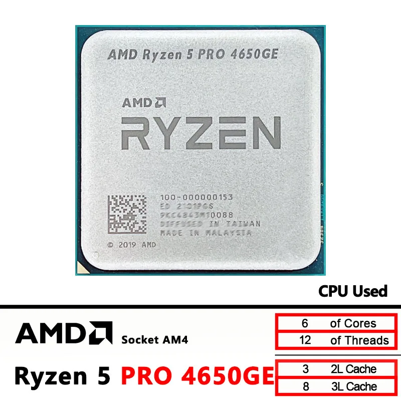 AMD Ryzen 5 PRO 4650GE R5 PRO 4650GE 3.3 GHz 使用 6 コア 12