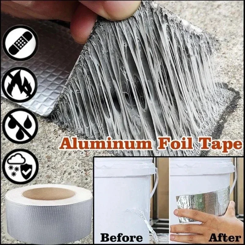 Super Anti Leakage Waterproof Tape Aluminum Foil Strong Tape Stop Leak Power Adhesive Butyl Tape Crack Repair Patch Seal Sealant