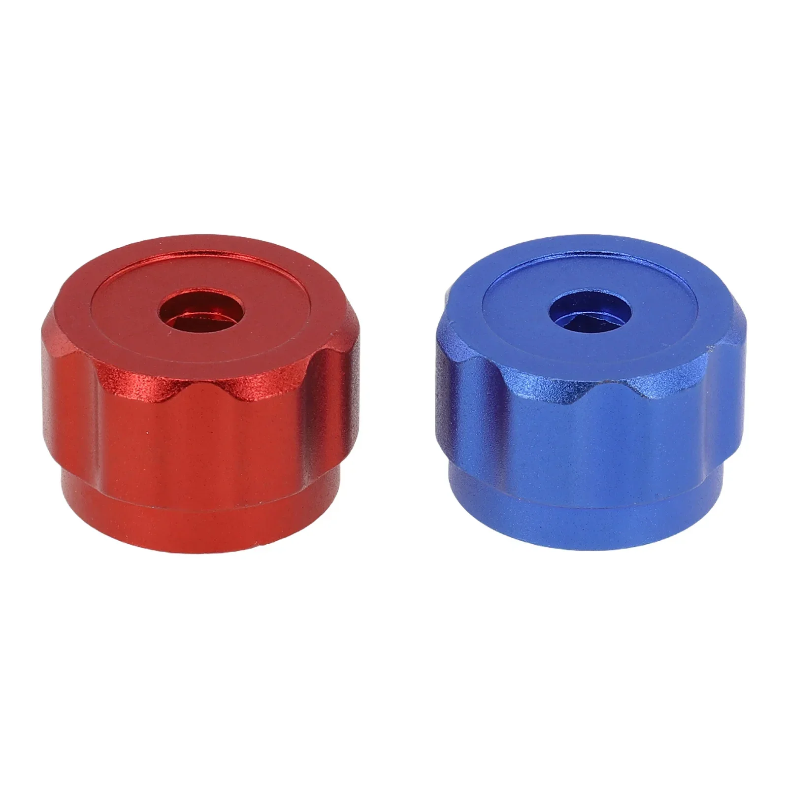 Round Wheel Handle Knob Handles Faucet Handles Gauges Hardware Red + Blue Replacement Aluminum Alloy Manifold Gauges Knob