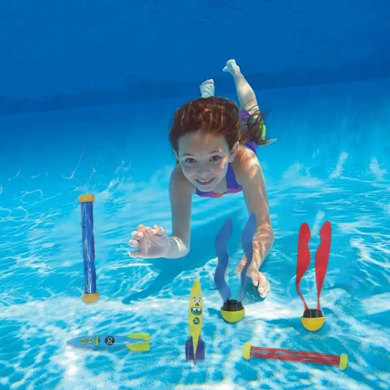 Giocattoli per immersioni in piscina Giochi di nuoto Set affondamento Set di giocattoli per immersione colorati multigiocatore per divertimento in famiglia nel cortile Lezioni di nuoto a bordo piscina
