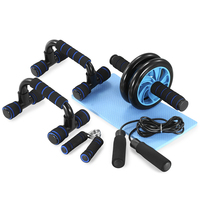 TOMSHOO 5-In-1 AB Wheel Roller Kit with Push-Up Bar Jump Rope Hand Gripper and Knee Pad Abdominal Core Carver Fitness Workout