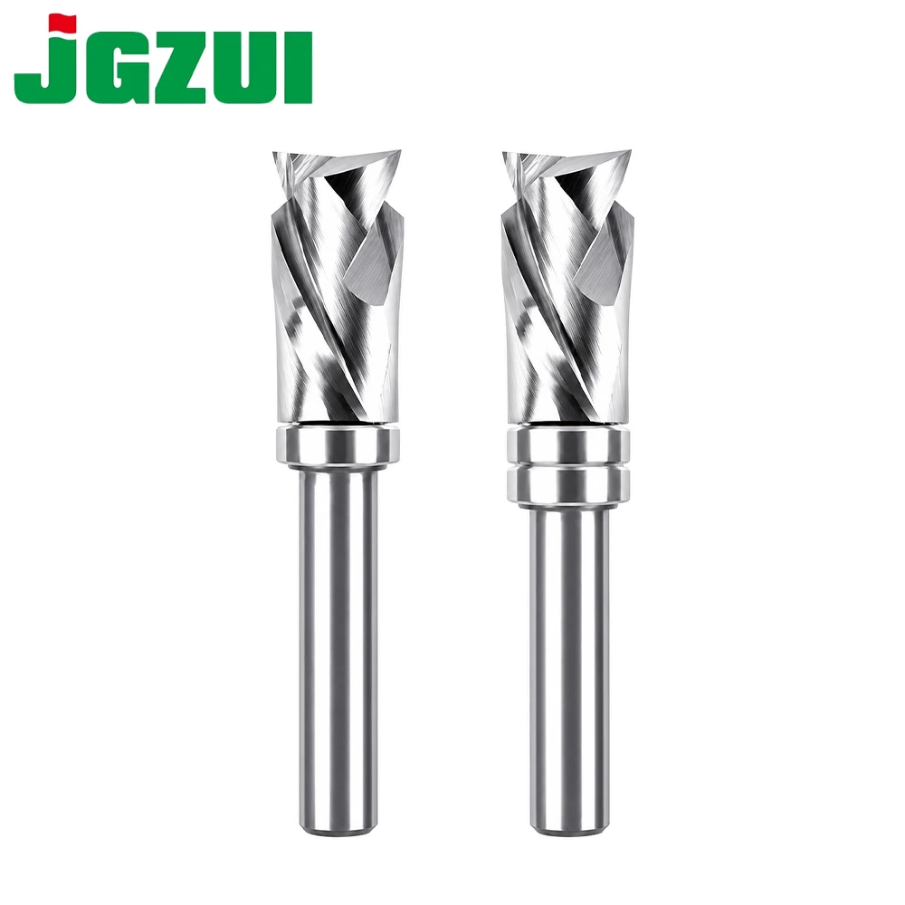JGZUI 8mm Shank Spiral Template Router Bit With Guide Bearing Woodworking Trimming Grooving Engraving Milling Cutter