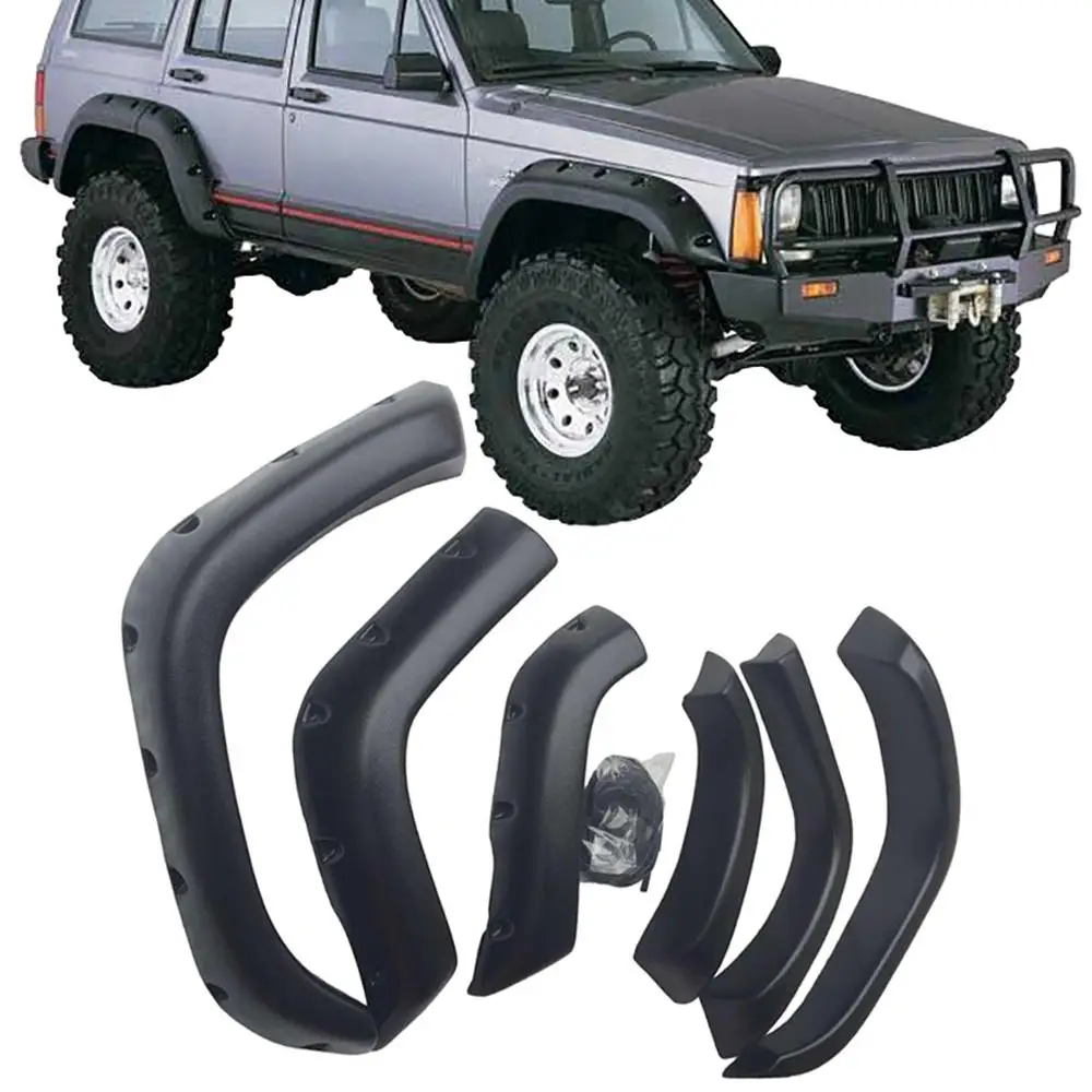 For 1984-2001 for Jeep Cherokee XJ 4 Door Pocket Riveted Wide Wheel Arch Flares ABS Textured Wheel Arch
