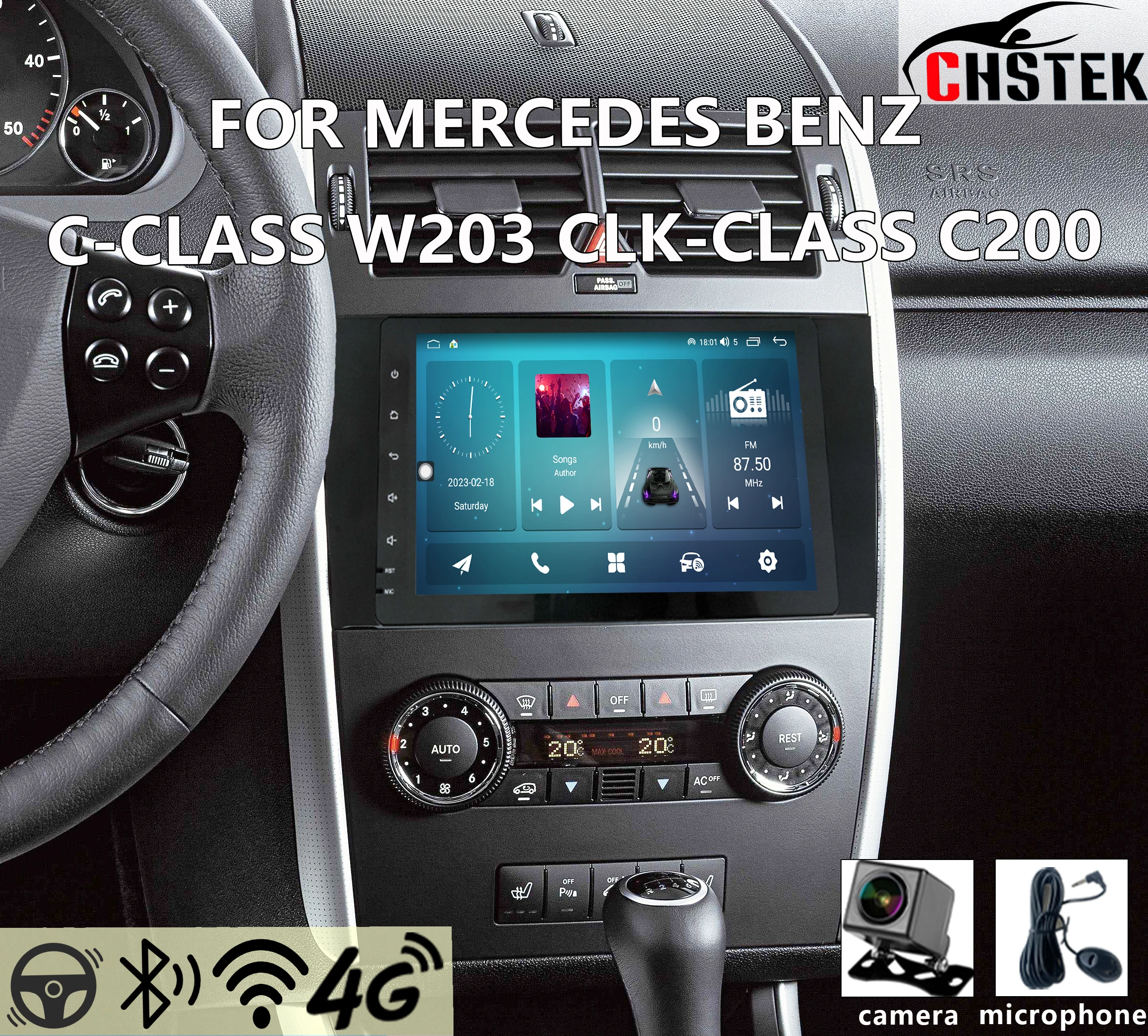 CHSTEK GPS 4G WIFI Auto Radio For Mercedes Benz C/G/CLK-Class W203 W209 C200 C180 Android Bluetooth Autoradio Exchange Handsfree