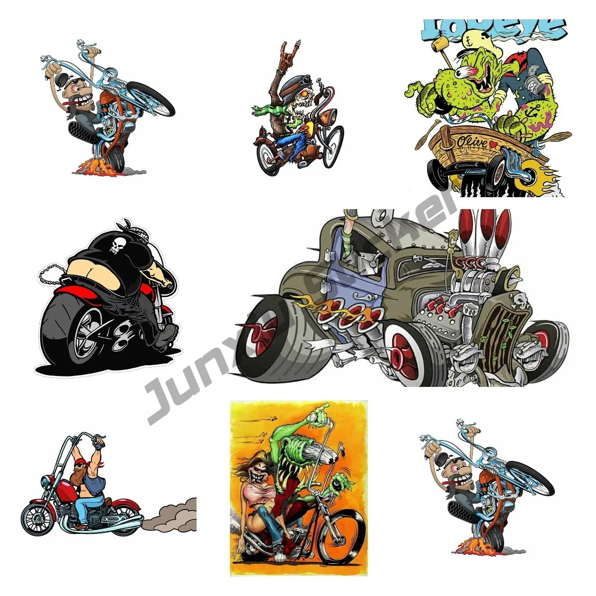 Crazy Biker Fine Decal Occlusion Scratch Car Stickers Suitable For Toys Skateboard Luggage Motor Laptop Graffiti Sunscreen Decor