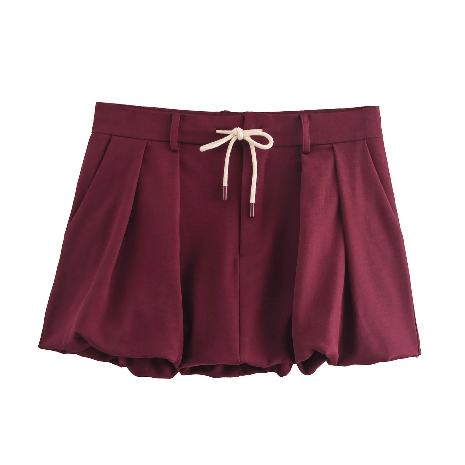 Wine Red Bomber Jacket And Drawstring Tutu Short Skirt Set Autumn Retro Coat Skirts Women Suit Streetwear Fashion Two Piece Set