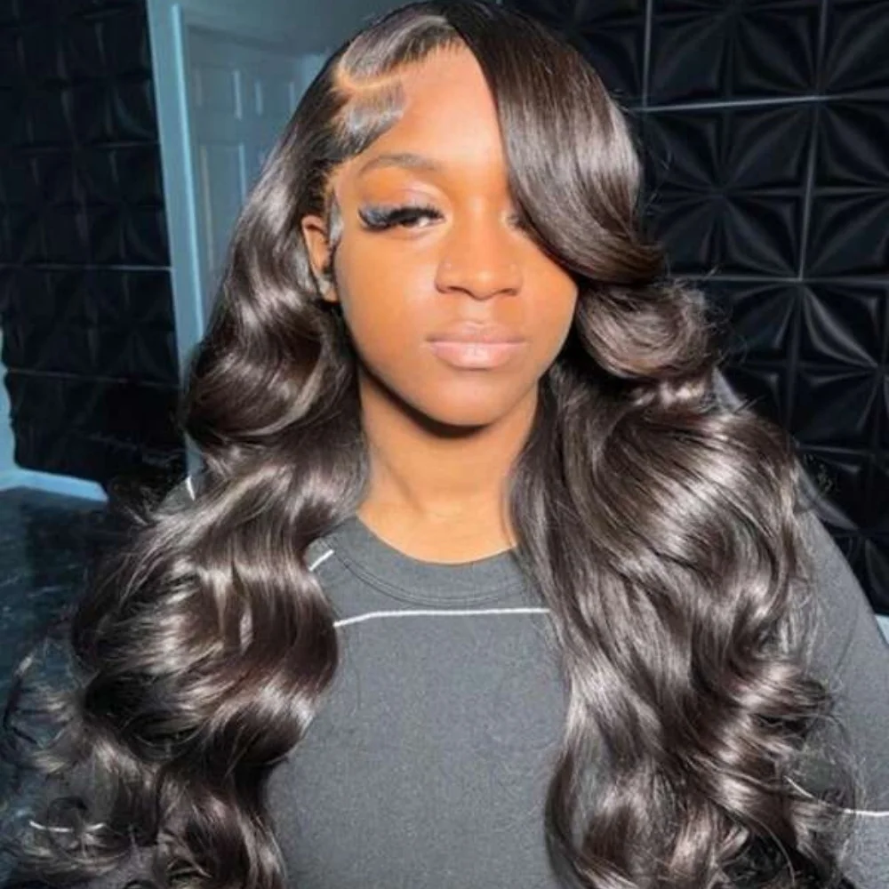 250% Densità 42 Pollici 13x4 Parrucche Anteriori Del Merletto Dei Capelli Umani Dei Capelli Umani Pre Pizzicati Parrucca di Colore Naturale 100% Capelli Umani Vergini Anteriore Del Merletto W