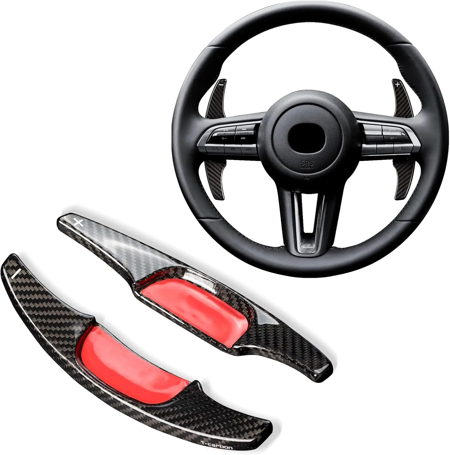 

Real Carbon Fiber Steering Wheel Paddles Shifter Cover Trim for Mazda 3 Axela 6 CX-30 CX-50 CX-90 2024 2025 - Performance Upgrad