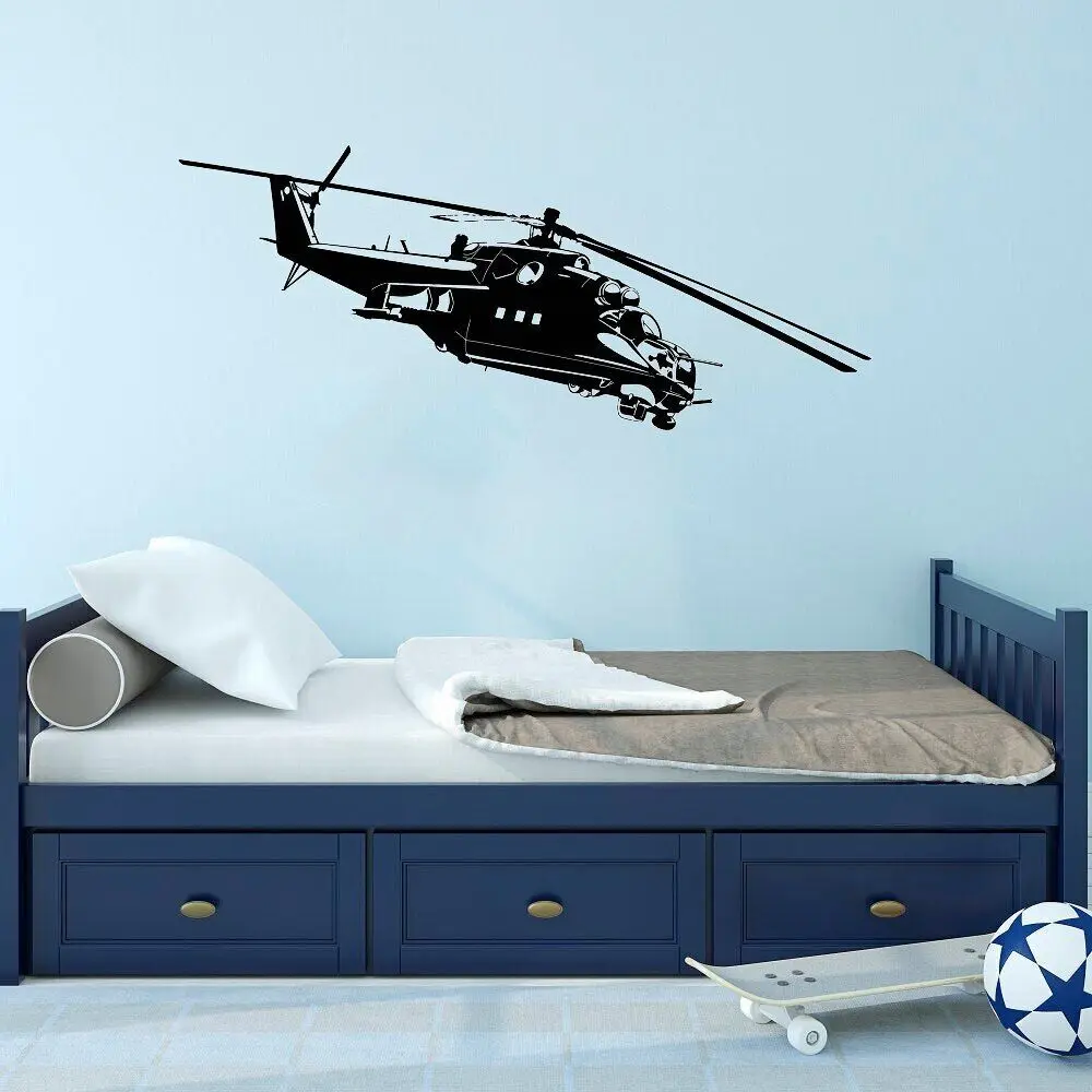 Vinyl Wall Decal Helicopter Apache Army War Soldier Stickers Unique Gift