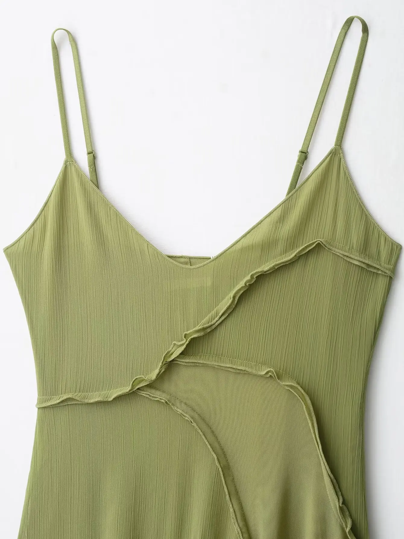 KONDALA Abito longuette elegante autunno donna Decorazione bordo arricciato Abito lungo Cami 2025 Abito da festa per le vacanze alla moda primavera/estate