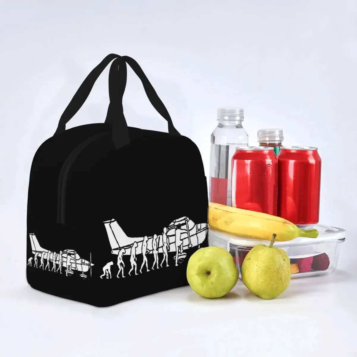 Evolution Cessna Pilot Airplane Insulated Lunch Bag Thermal Bag Reusable Aviation Plane Fighter Leakproof Tote Lunch Box