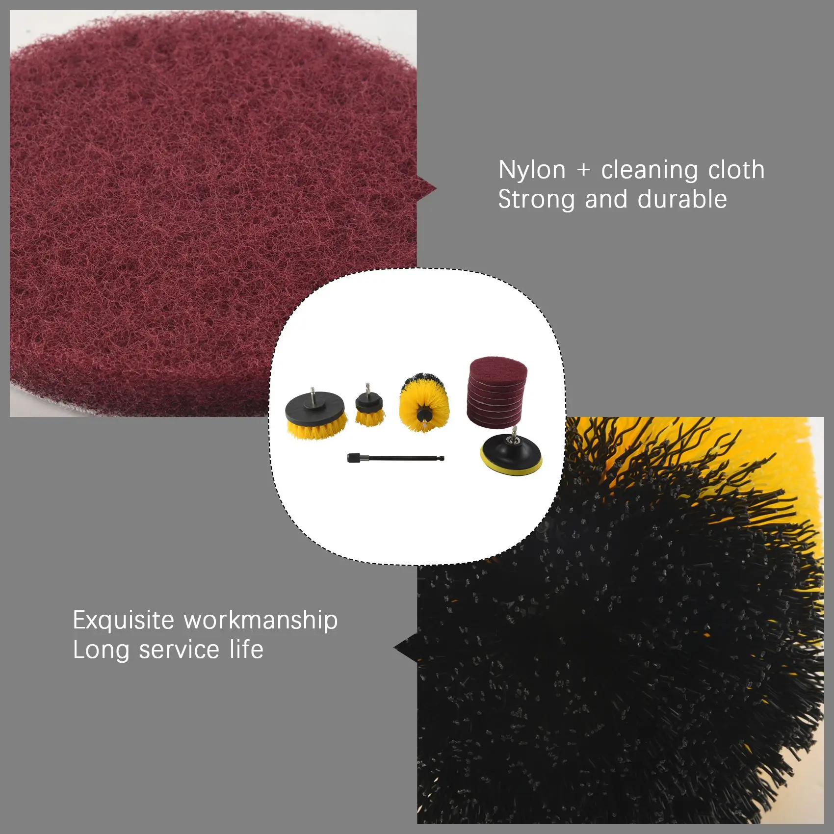 ABHU 13Pcs Drill Brush Attachment Scrub Pads Cleaning Brush Power Scrubber Set For Car Grout Bathroom Carpet Tile Brick