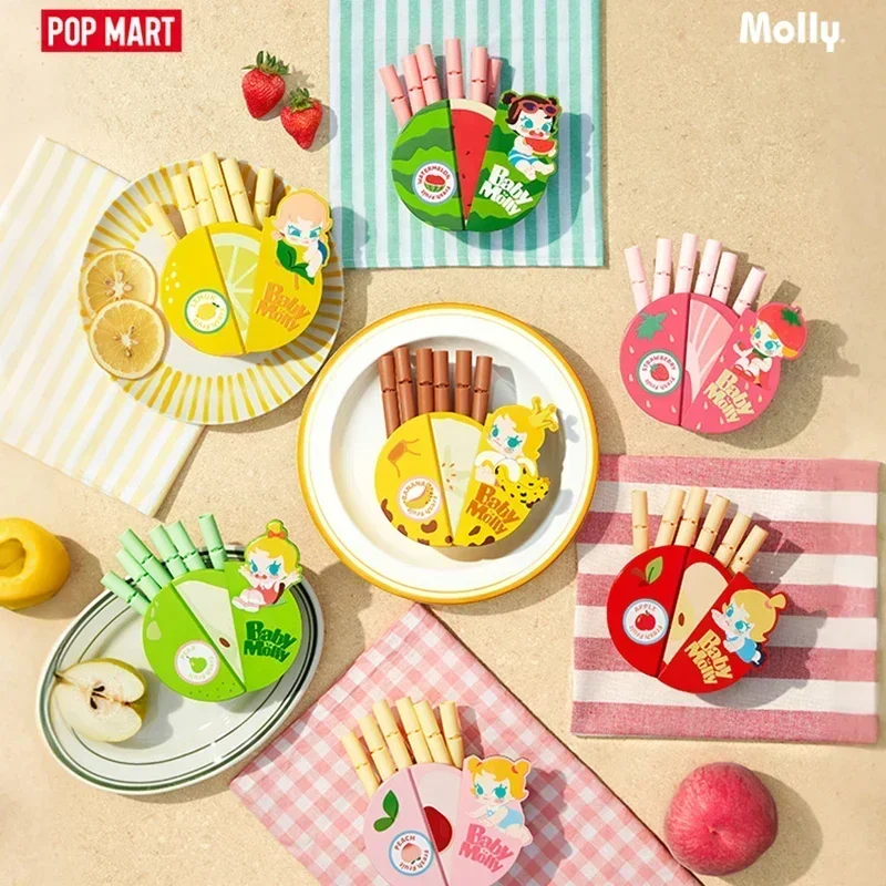 POP MART Baby Molly Fruchtfarbene Magnetische Verschlussklammer Aufbewahrungsbox-Set Niedliche Anime-Puppe Blind Box Serie Sammlerstücke für Kinder