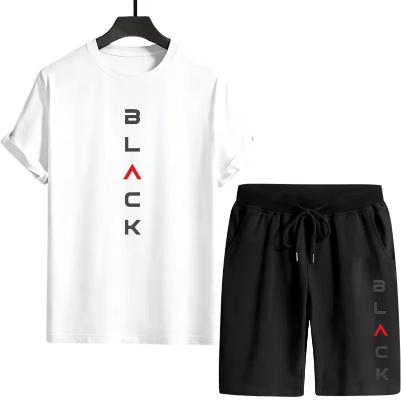 

Men's Letter Print 2 Piece Tracksuit Polyester Casual T-Shirt & Shorts Set Summer Outdoor Fitness Workout Home Sportswear