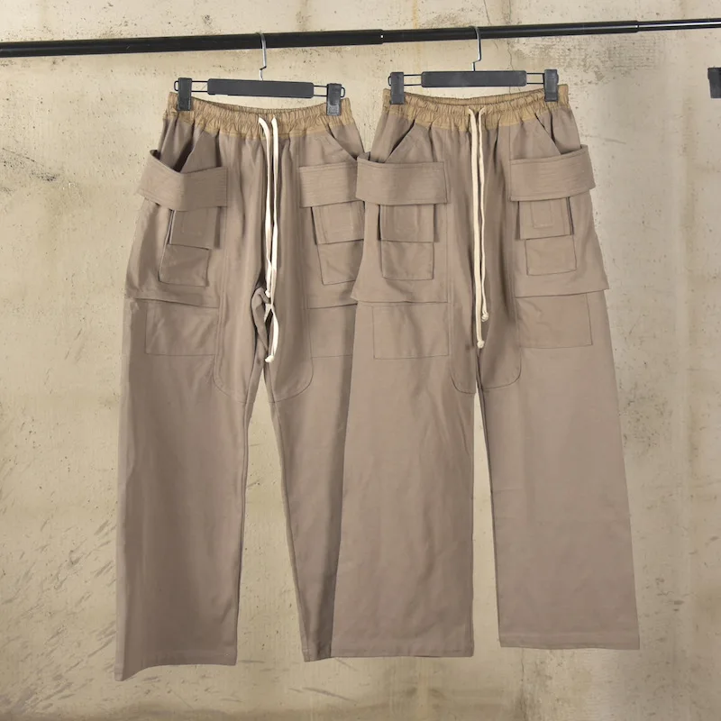 RO Style Pants Pure Cotton Plain Weave Mens Spring and Autumn Style Large Straight Tube Double Ring Casual Pants
