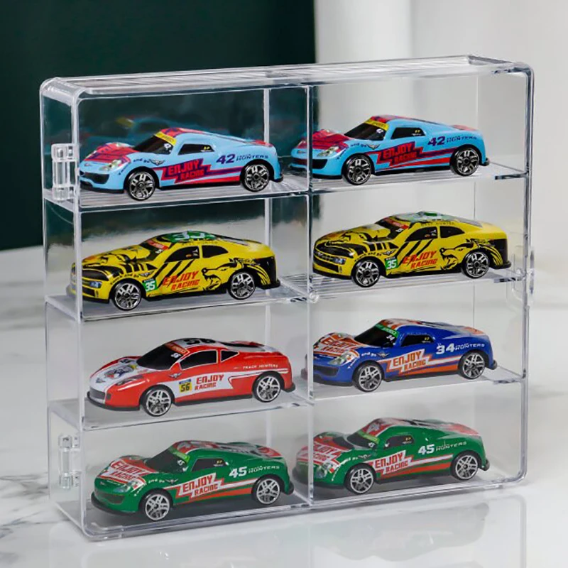 Acrylic Display Case Compatible With 8 Slots Display Case For Die Cast Toy Cars Standing On Office Home (1PCS Empty Case)