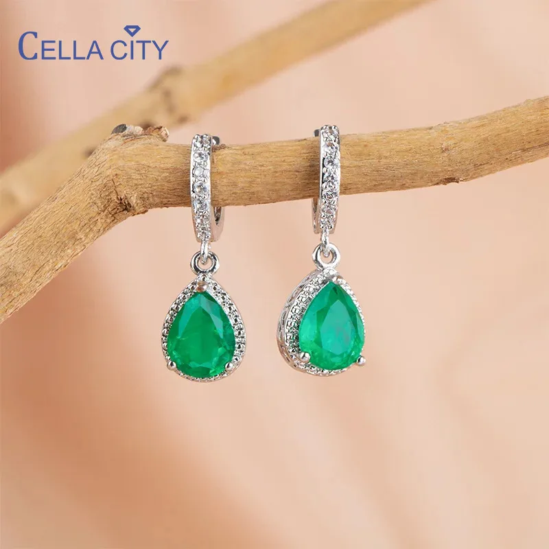 Cellacity Brazilian Paraiba Tourmaline Gemstones Drop Earrings For Women Genuine 925 Sterling Silver Earrings Party Gift 2023