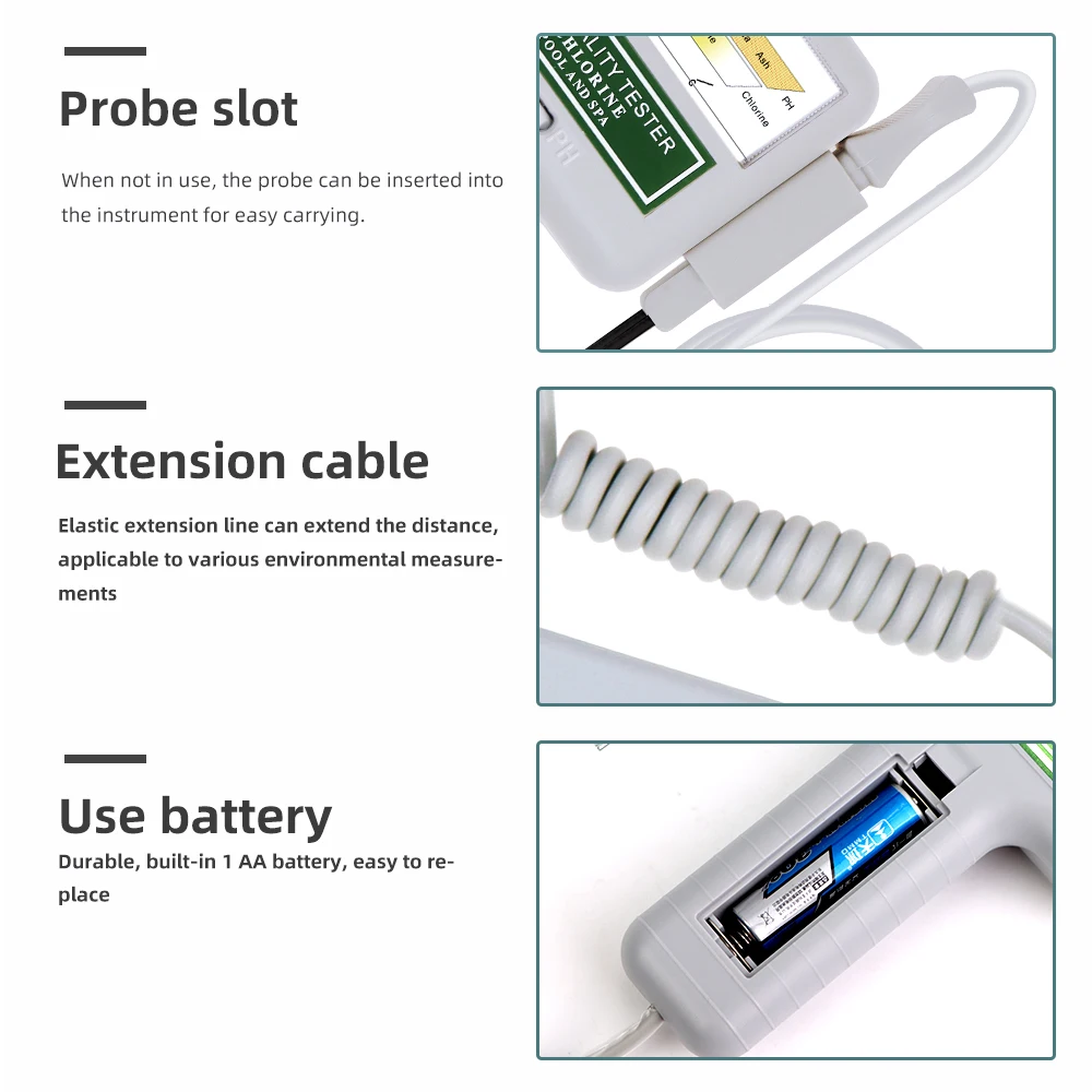 2 en 1 PH Combo ine mètre testeur PC-101 PH testeur Combo ine dispositif de test de la qualité de l'eau CL2 mesure pour piscine aquarium