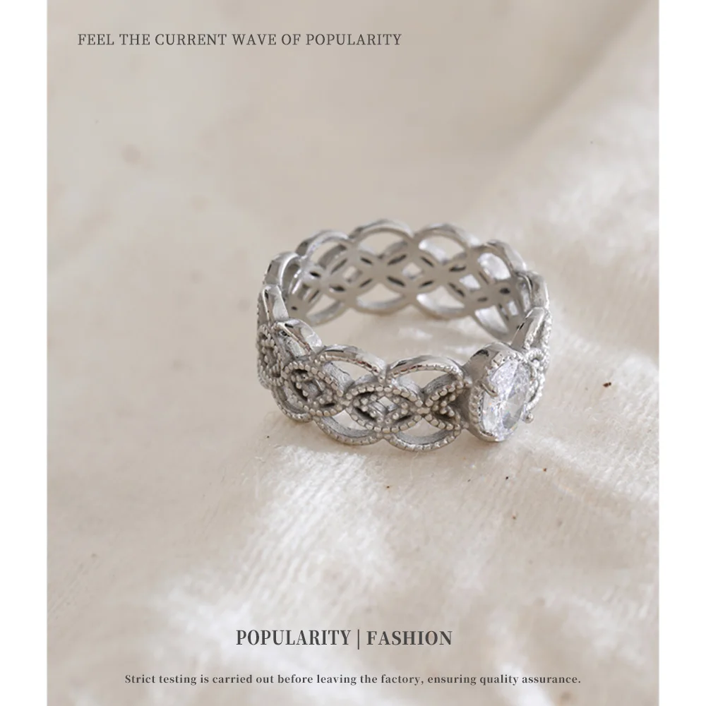 NiNice Size 678 Stainless Steel Zirconia Fashion Ring for Women Hot Style Exquisite Aesthetic Chic Jewelry Recommend