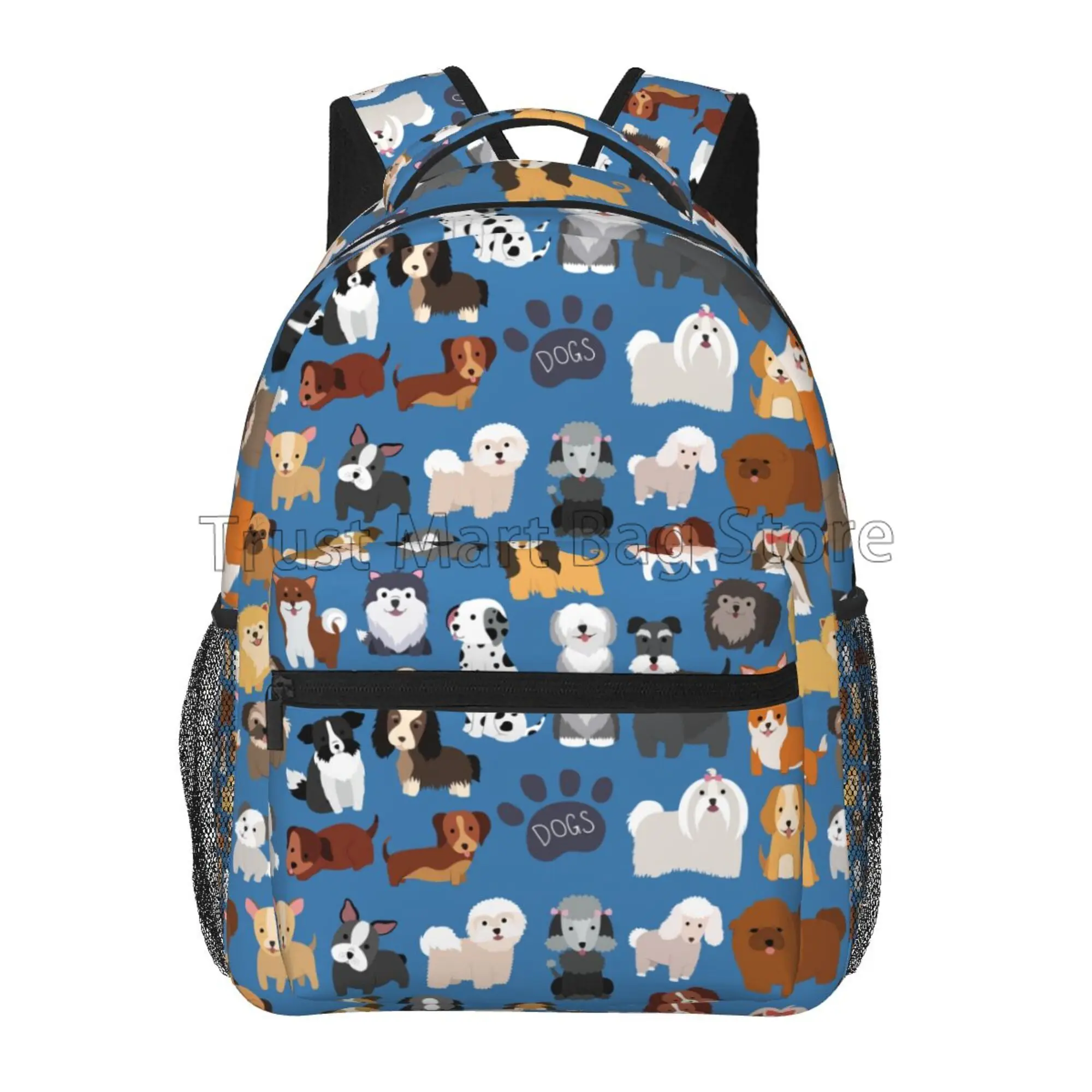 Cute Doodle Dog Print Puppy Animal Large Backpack for Kids Boys Girls Student Personalized Laptop IPad Tablet Travel School Bag