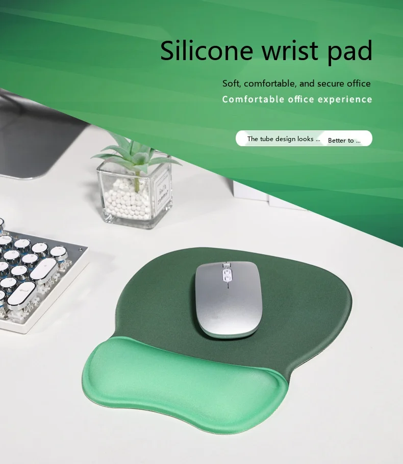 Silikon-Handgelenkauflage für Mauspad, 5 Farben, ergonomische, rutschfeste Schreibtischunterlage, Büro- und Gaming-Unterlage, dicke Unterstützung – Detail 1