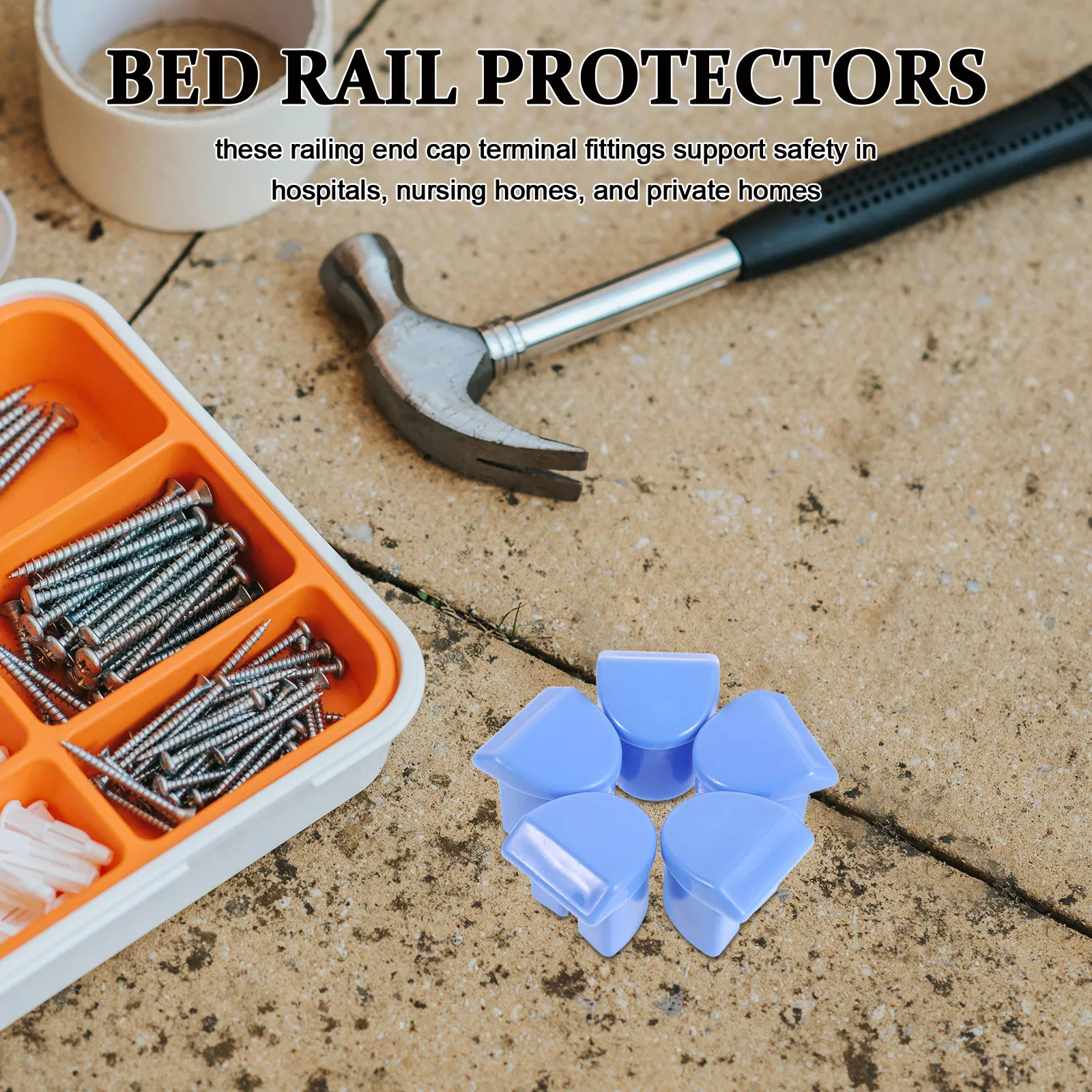 10Pcs Bed Rail End Caps Plastic Protector Safety Guardrails Elderly Hospital Handrail Covers Bedside Support Rail Accessories