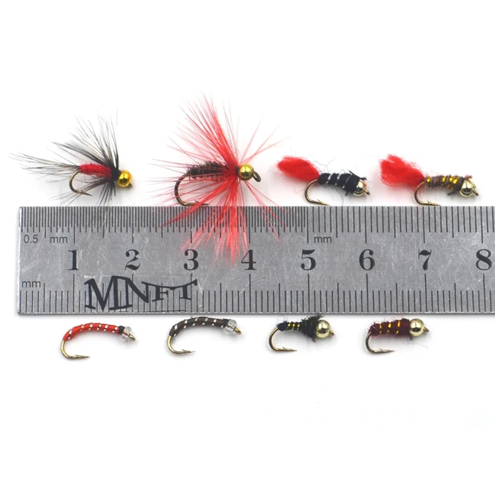 MNFT Hot Sale 56&40Pcs Various Dry Fly Fishing Flies Lures Boxed Beads Head Peacock Nymph Flies Trout Tackle Set Box