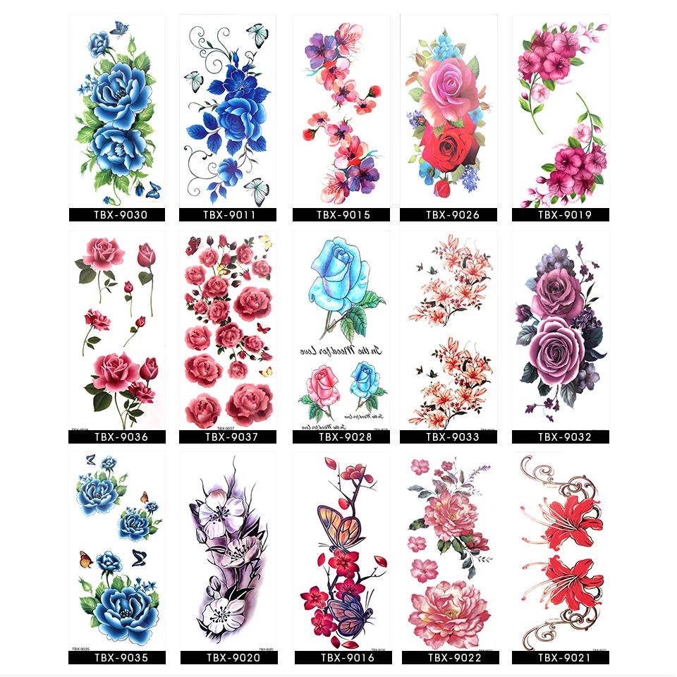 Newcome Waterproof Tattoo Sticker Flower Tattoo Exquisite Tattoos For Women Colorful Disposable Tattoo Sticker Durable