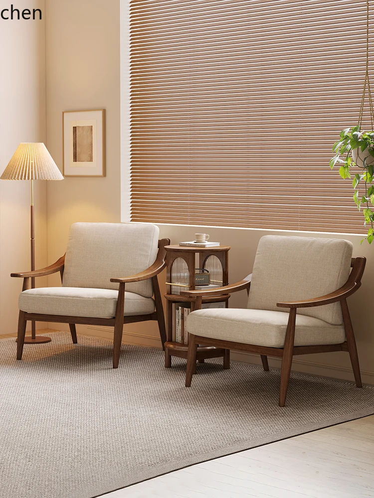 

ZML single chair home leisure nap solid wood single sofa chair living room chair