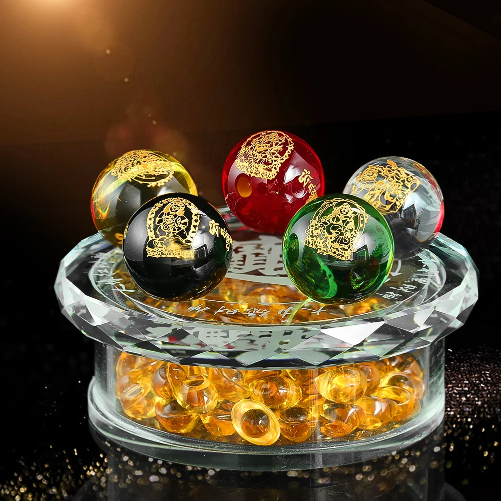 Feng Shui Five Element Wealth Figurine Collectibles Lucky Fortune Prosperity Crystal Ingot glass Craft Paperweight Home Decor