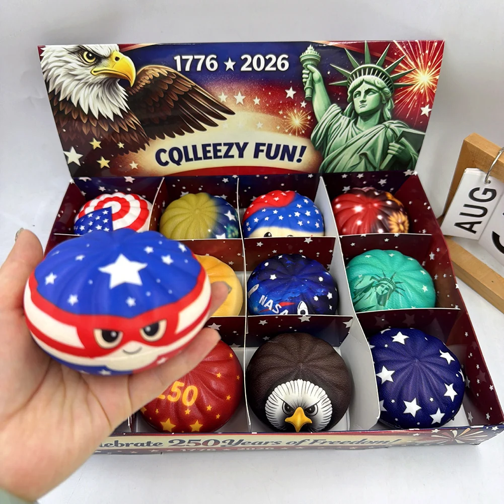 250th USA Anniversary Liberty Dumplings 12pc Gift Set 1776-2026 Eagle Statue Squishy Toy Independence Day Commemorative Gift