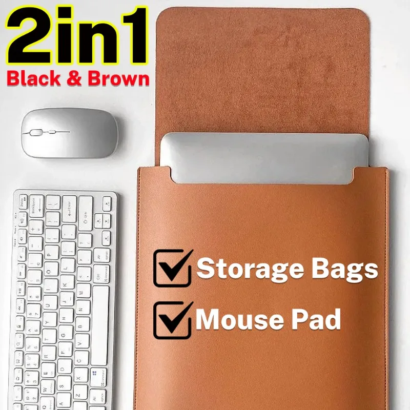 

14/16 Inch Laptop Sleeve Case for MacBook Air 15 2023-2025/MacBook Pro 16 2024 Waterproof PU Leather Bag Protective Case Cover